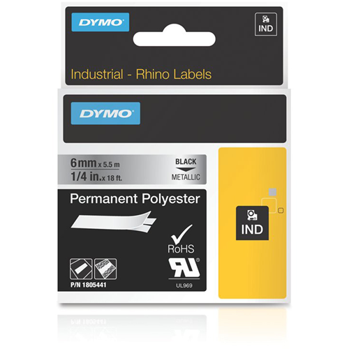 Dymo 1/4" Permanent Polyester Tape for Industrial Purposes