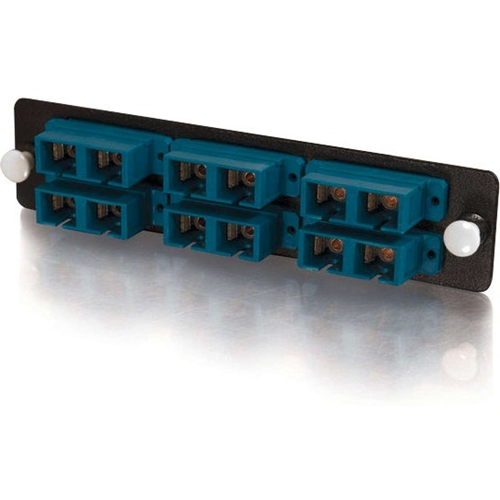 Quiktron Q-Series 12-Strand, SC Duplex, Zirconia Insert, SM, Blue SC Adapter Panel