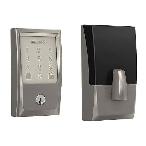 Schlage BE489WB CN 619 Century Encode Smart Wifi Door Lock with Alarm in Satin Nickel