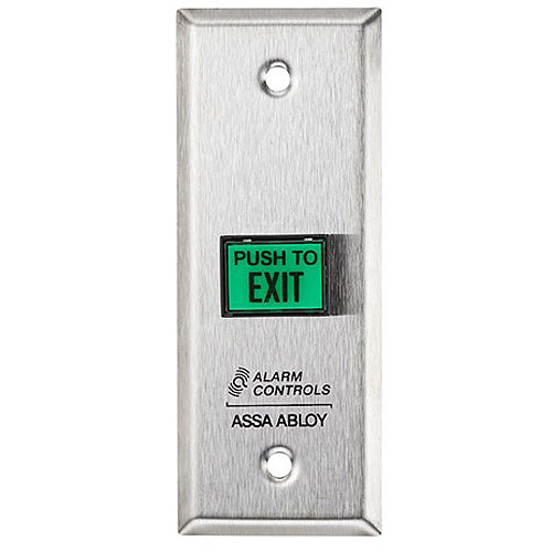 Alarm Controls TS-9  5/8 x 7/8 in. Square Green Illuminated Push to Exit Pushbutton 
