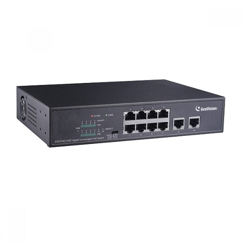 GeoVision GV-APOE0810 10-Port 10/100/1000M Unmanaged PoE Switch with 8-Port PoE