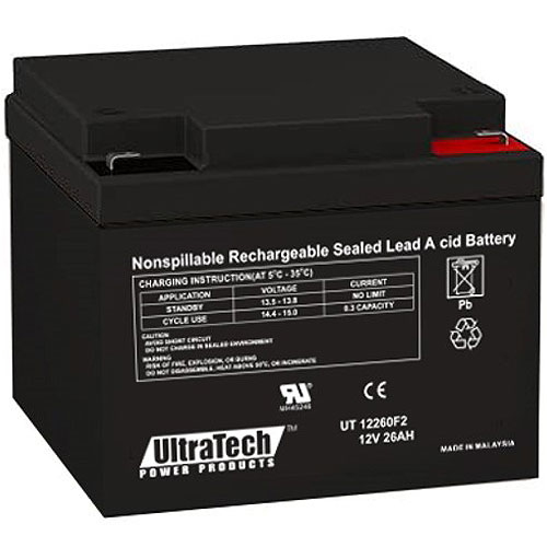 UltraTech IM-12260F2 12 Volt 26.0 Ah Sealed Lead Acid Battery - F2 Terminal