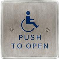 RCI R946HP459 Square Push Plate, Push to Open Text & Handicap Logo, Brushed Stainless Steel