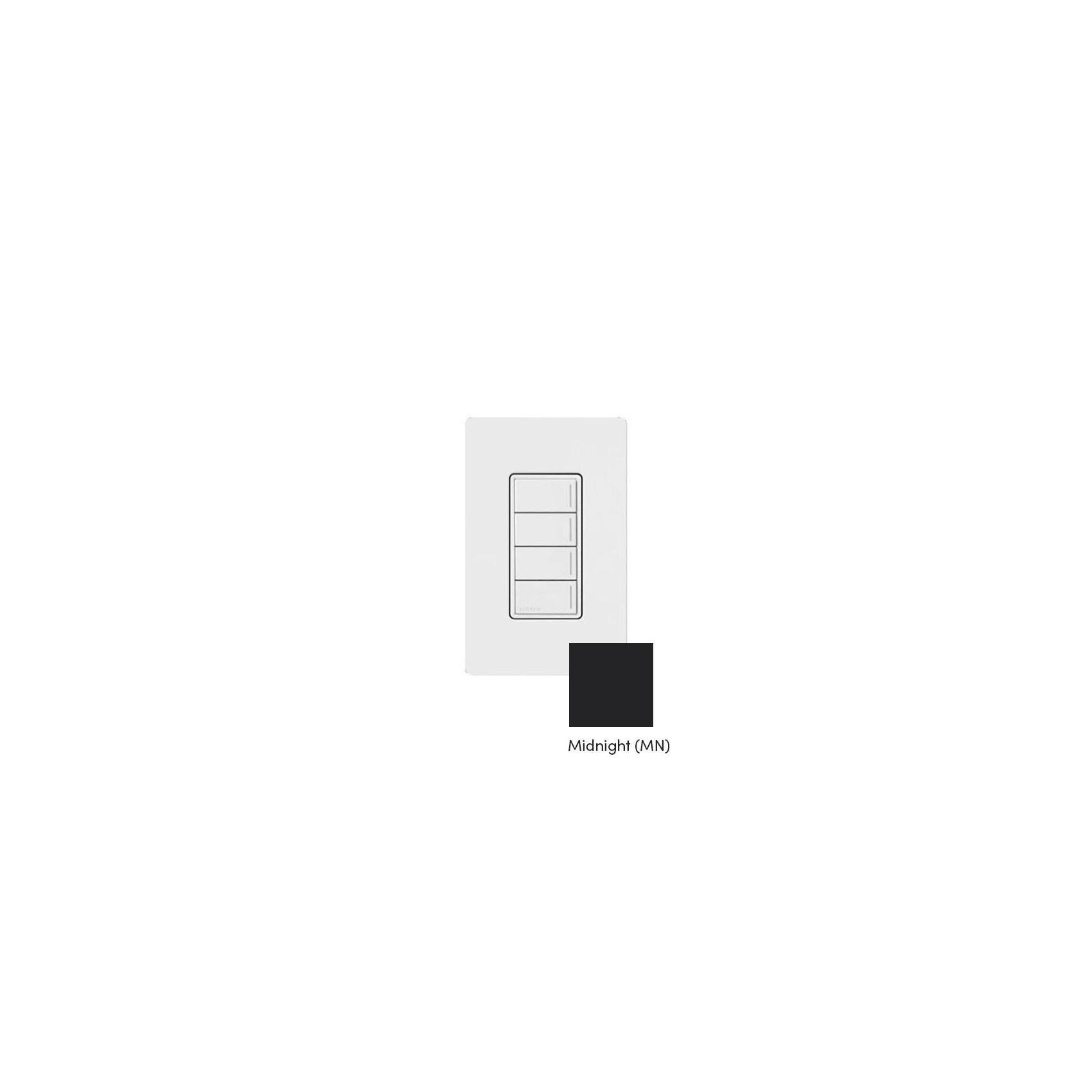 Lutron RRST-HN4B-MN Sunnata RF 4-Button Hybrid Keypad for RA3 Systems, 150W LED, Neutral Required, Single Pole, 120V, Midnight