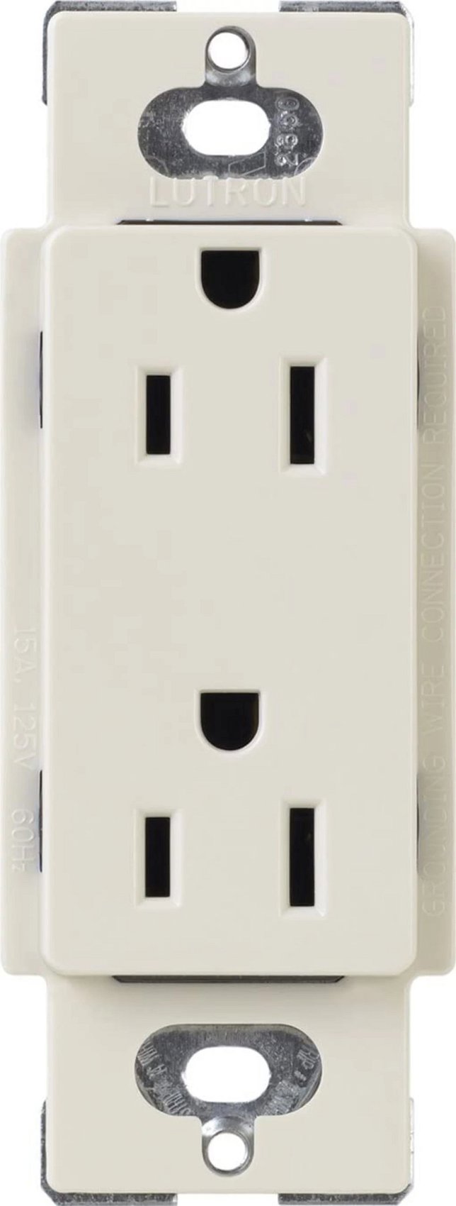 Lutron CARS-15-TR-LA Claro 15A Tamper-Resistant Duplex Receptacle, Decorator-Style Outlet, Gloss Finish, Light Almond