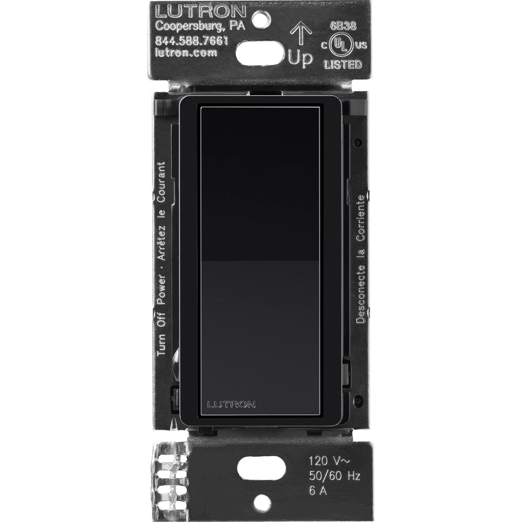 Lutron DVRF-AS-BL Claro Smart Accessory Switch for Diva Smart Dimmer Switch / Claro Smart Switch, Multi-Location On / Off, Black