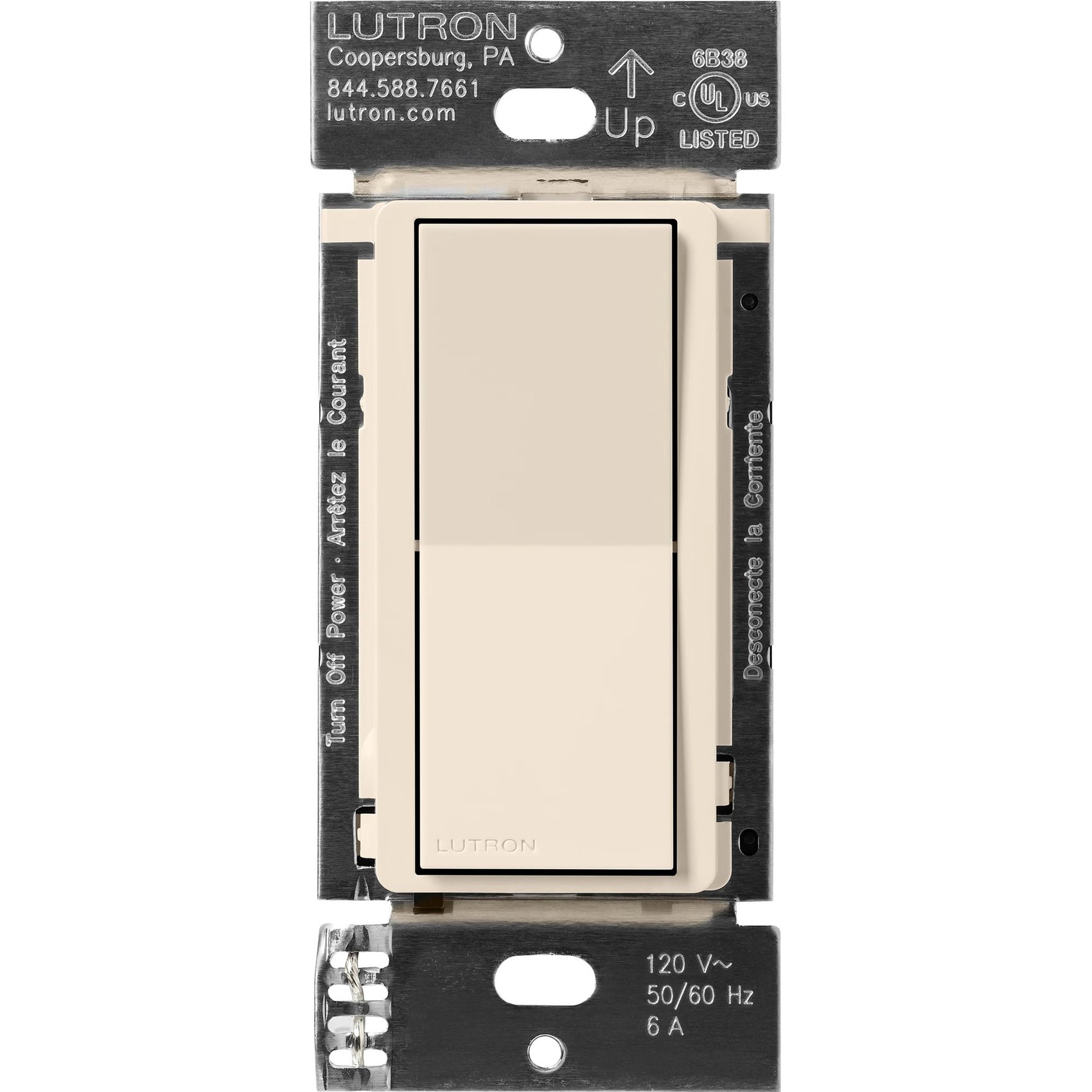 Lutron DVRF-AS-LA Claro Smart Accessory Switch for Diva Smart Dimmer Switch / Claro Smart Switch, Multi-Location On / Off, Light Almond