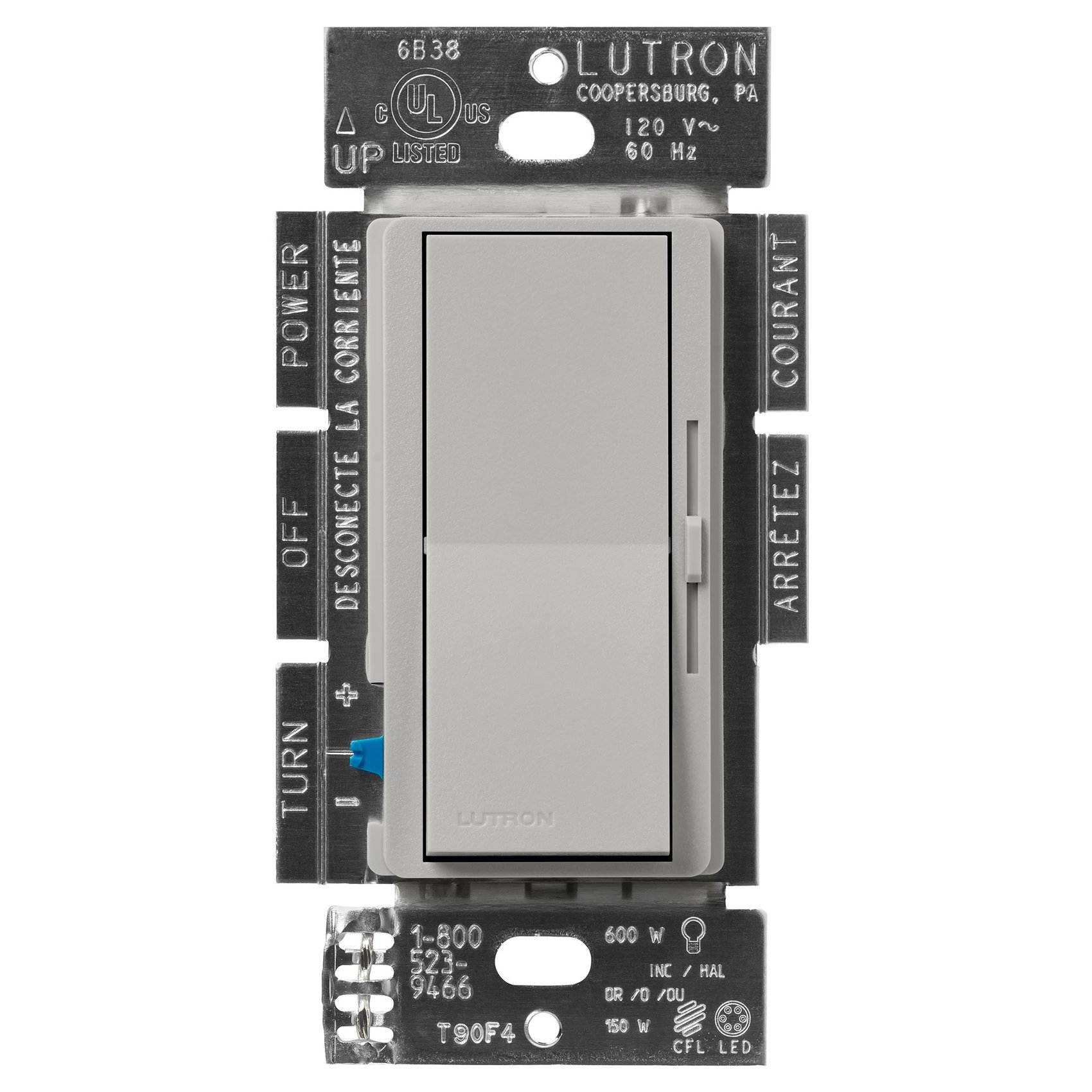Lutron DVSCCL-153P-PB Diva LED+ Dimmer Switch, 150W LED, Single Pole / 3-Way, No Neutral Required, 120V, Pebble