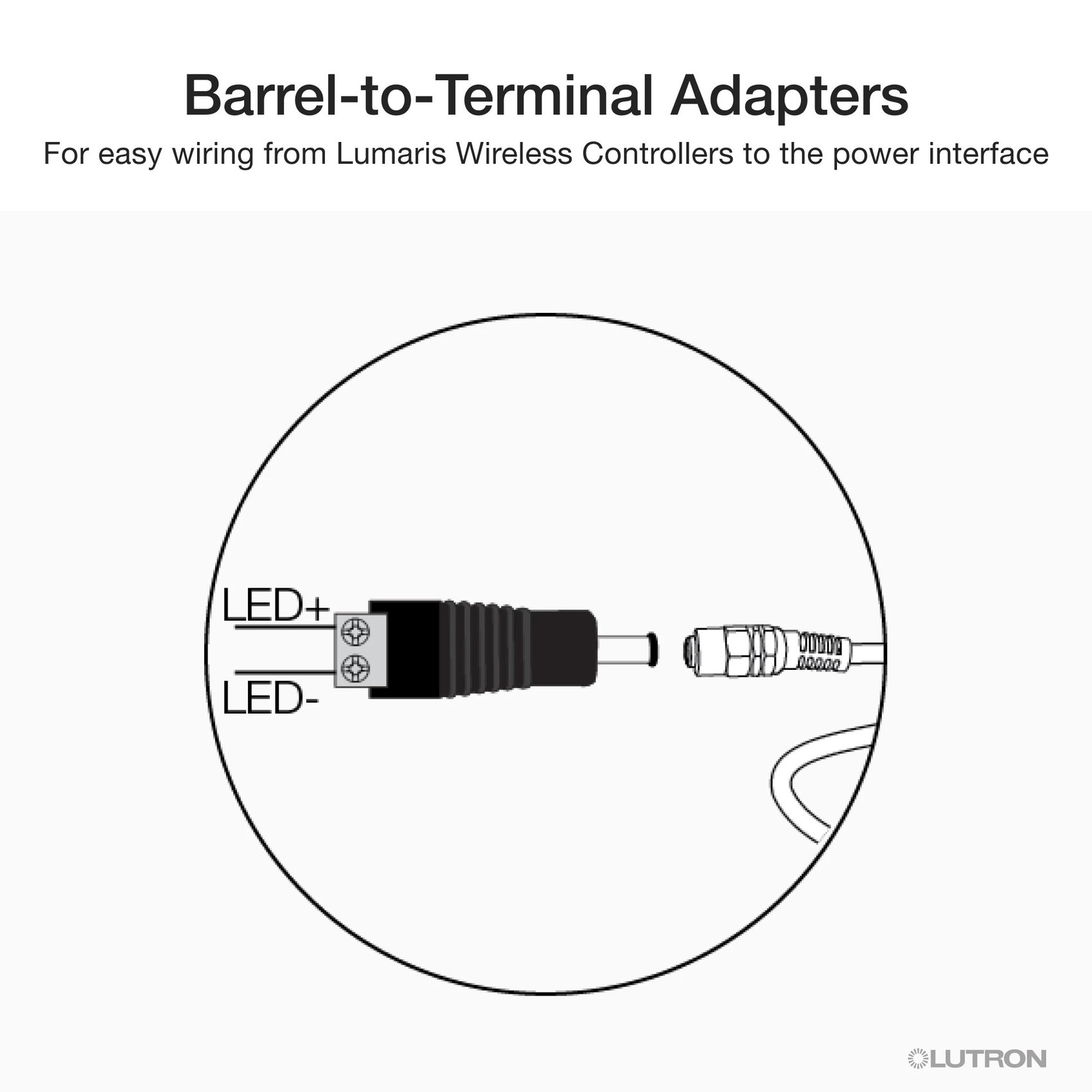 Lutron LU-BP1 Barrel-to-Terminal Adapters for Lumaris Wireless Controllers to Hardwired Power Interface, 3-Pack