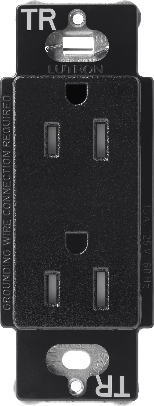 Lutron SCRS-15-TR-MN Claro 15A Tamper-Resistant Duplex Receptacle, Decorator-Style Outlet, Satin Finish, Midnight