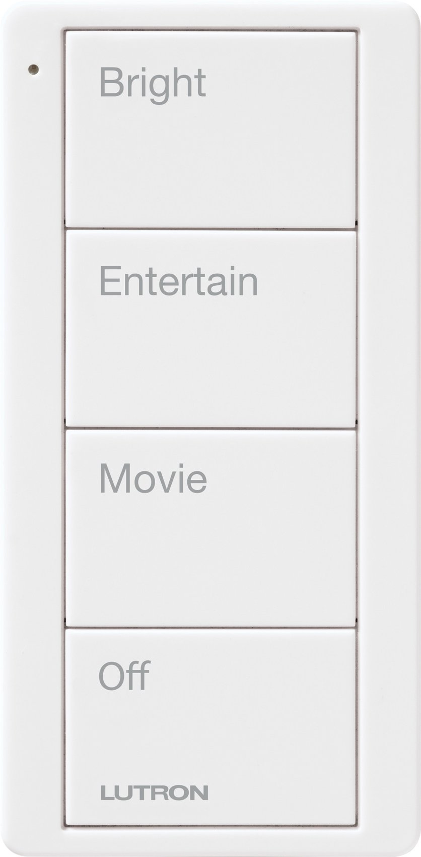 Lutron PJ2-4B-GWH-P01 4-Button, Scene Keypad, Pico Smart Remote, with Family Room Text Engraving, White
