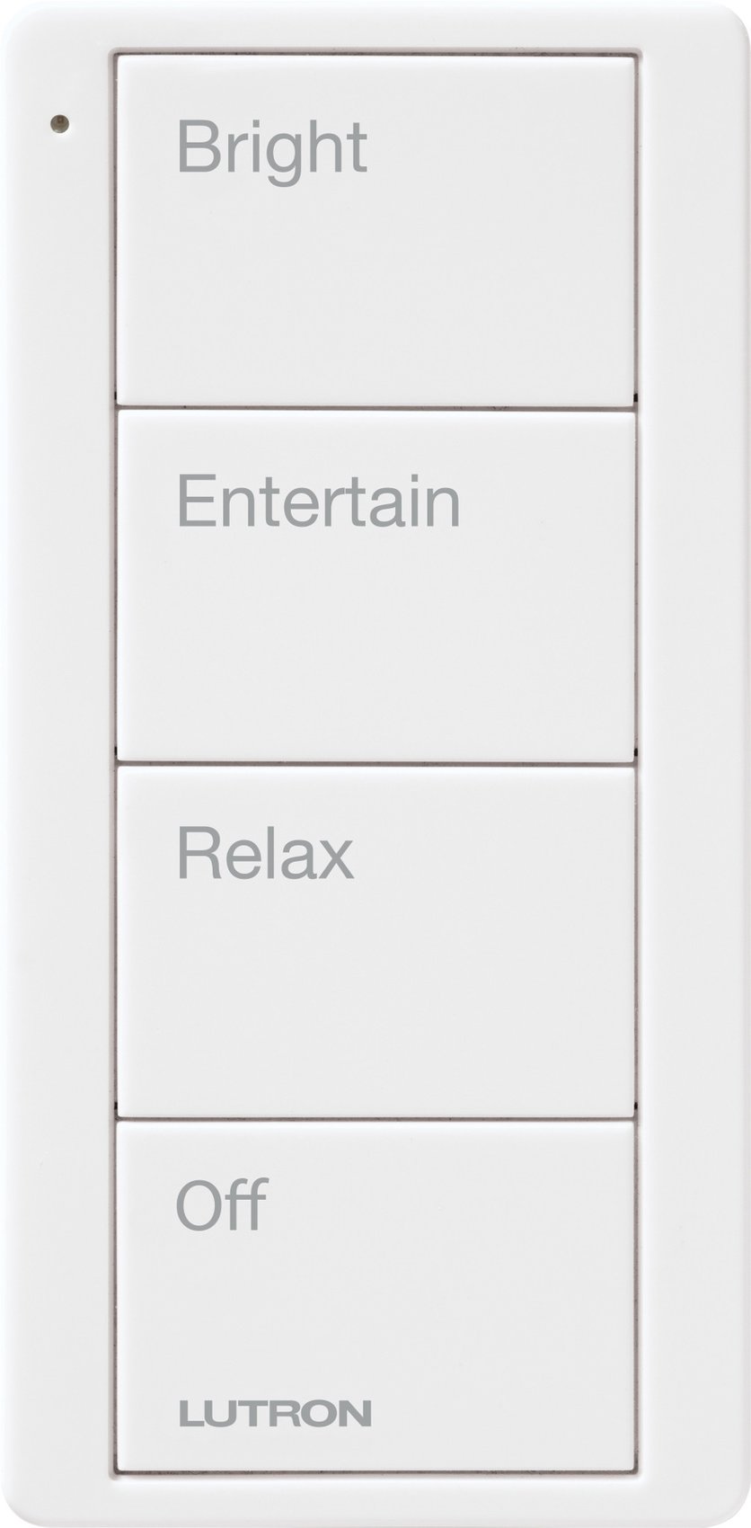 Lutron PJ2-4B-GWH-P03 4-Button, Scene Keypad, Pico Smart Remote, with Any Room Text Engraving, White