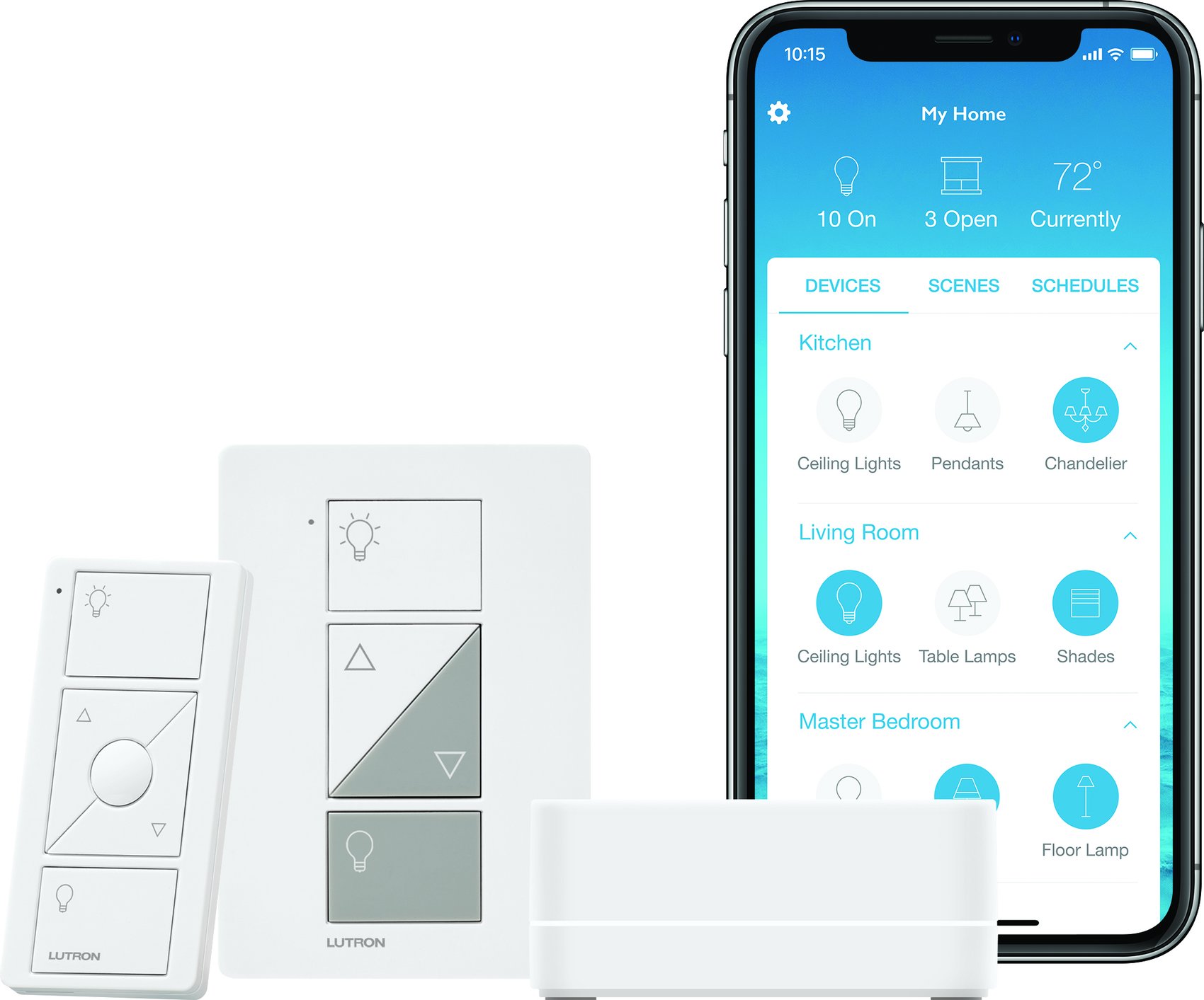 Lutron P-BDG-PKG1P Caseta Smart Lamp Dimmer Switch Kit: Includes Smart Hub, Plug-In Lamp Dimmer, and Pico Remote, White