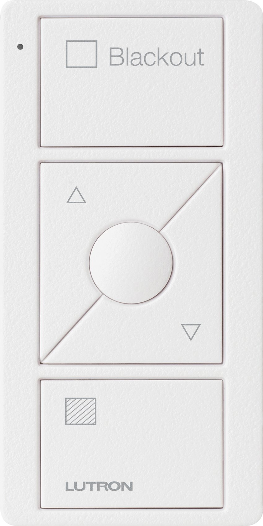 Lutron PJ2-3BRL-TSW-S03 Original 3-Button Pico Smart Remote with Raise / Lower and Preset, with Shade Icons and Text ("Blackout"), Snow White