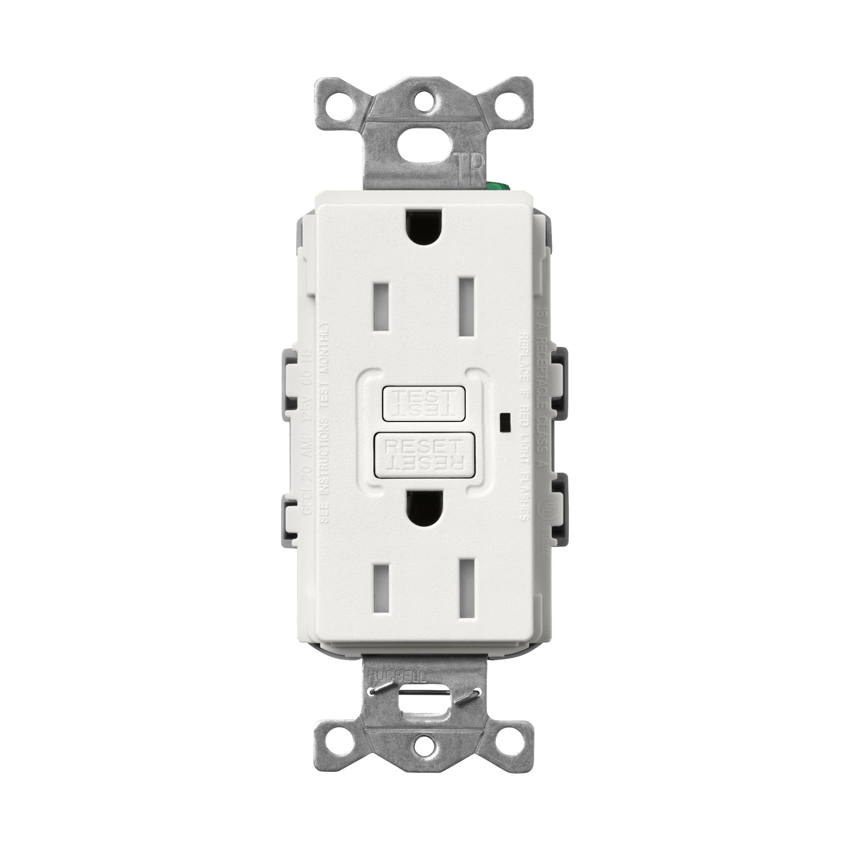 Lutron SCR-15-GFST-RW Claro 15A Tamper Resistant GFCI Duplex Receptacle, Decorator-Style Outlet, Self-Testing, Satin Finish, Architectural White