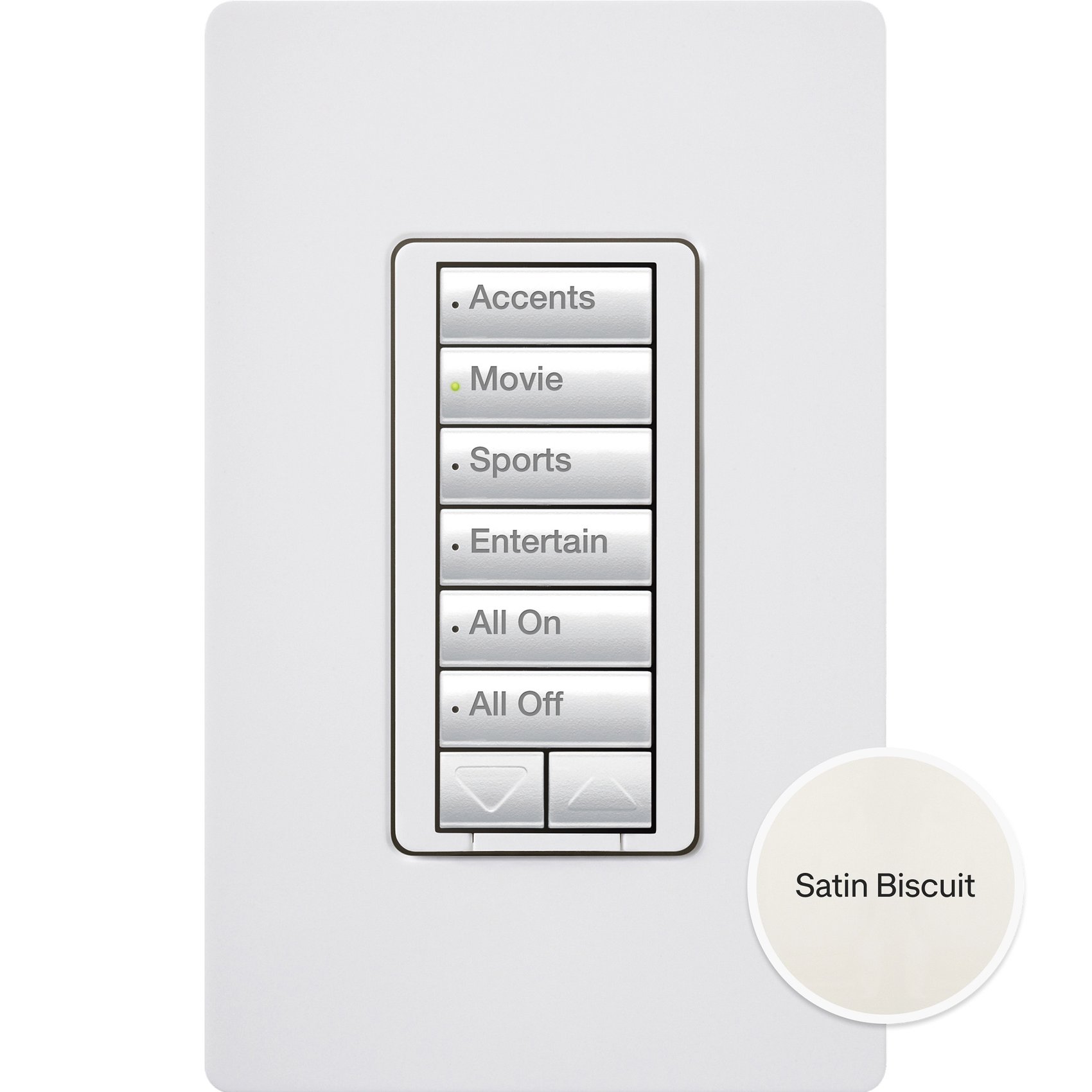 Lutron RRD-HN6BRL-BI seeTouch LED+ Hybrid Keypad, Works with RA3 Systems, 100W LED, 6 Button with 1 Raise / Lower, Neutral Required, 120V, Biscuit