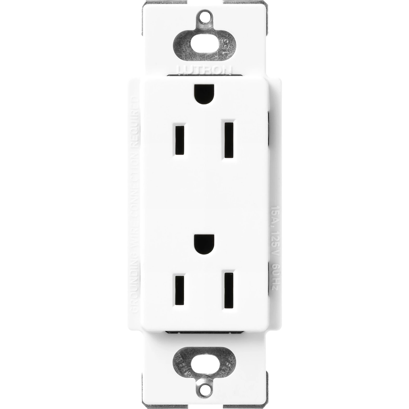 Lutron SCR-15-BW Claro 15A Duplex Receptacle, Decorator-Style Outlet, Satin Finish, Brilliant White
