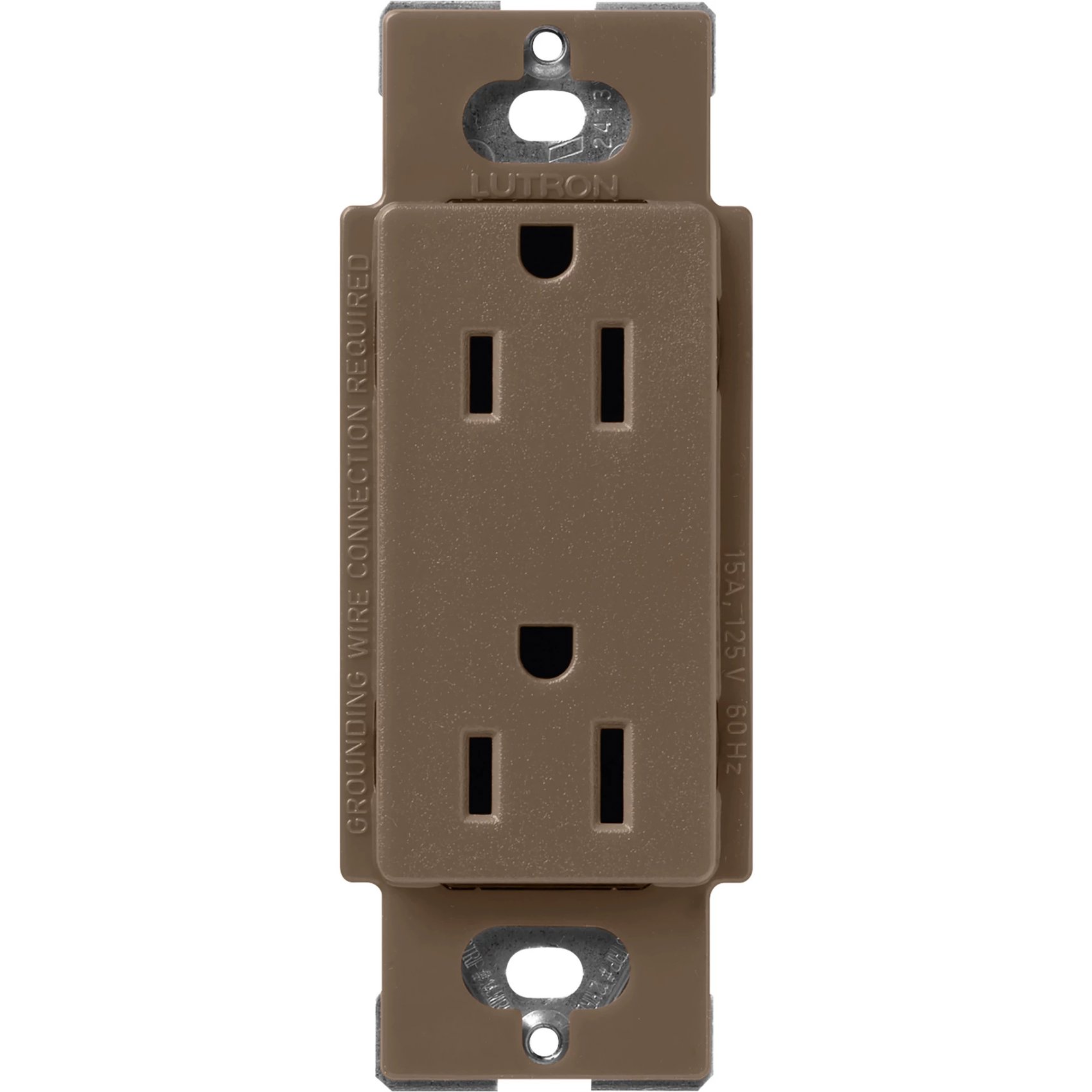 Lutron SCR-15-EP Claro 15A Duplex Receptacle, Decorator-Style Outlet, Satin Finish, Espresso