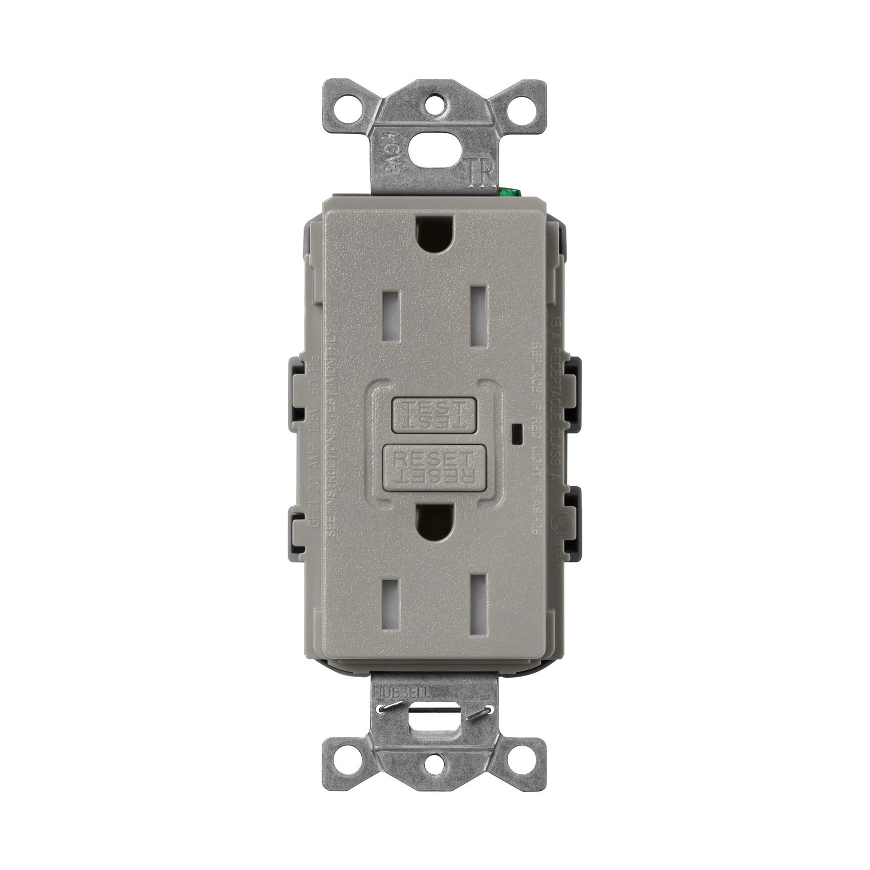 Lutron SCR-15-GFST-CS Claro 15A Tamper Resistant GFCI Duplex Receptacle, Decorator-Style Outlet, Self-Testing, Satin Finish, Cobblestone