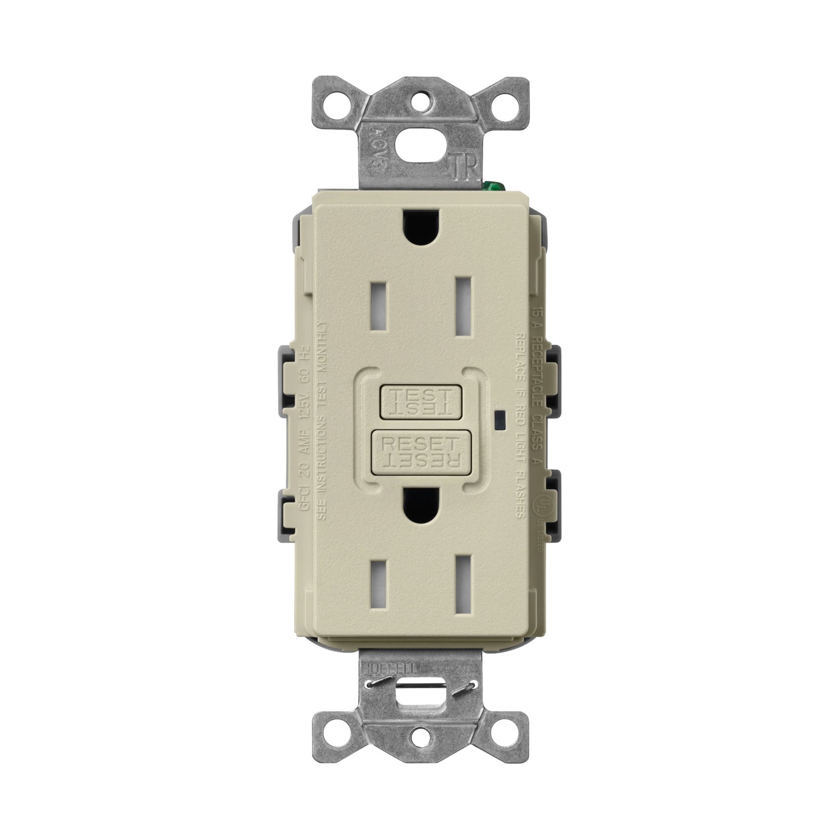 Lutron SCR-15-GFST-CY Claro 15A Tamper Resistant GFCI Duplex Receptacle, Decorator-Style Outlet, Self-Testing, Satin Finish, Clay