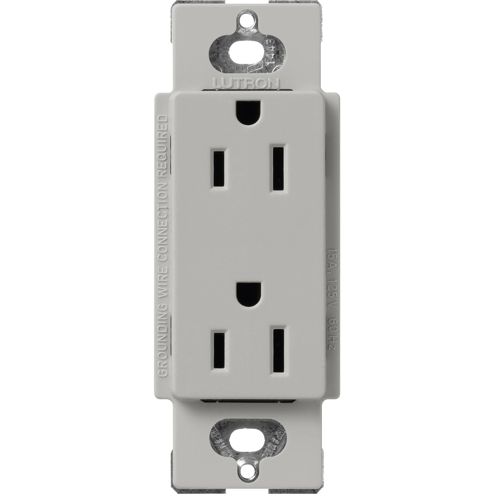 Lutron SCR-15-PB Claro 15A Duplex Receptacle, Decorator-Style Outlet, Satin Finish, Pebble