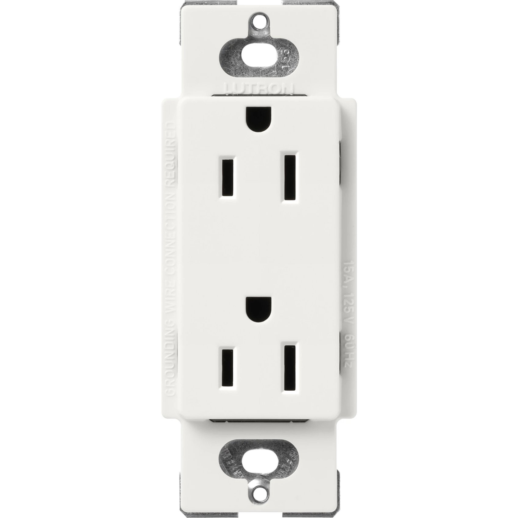 Lutron SCR-15-RW Claro 15A Duplex Receptacle, Decorator-Style Outlet, Satin Finish, Architectural White