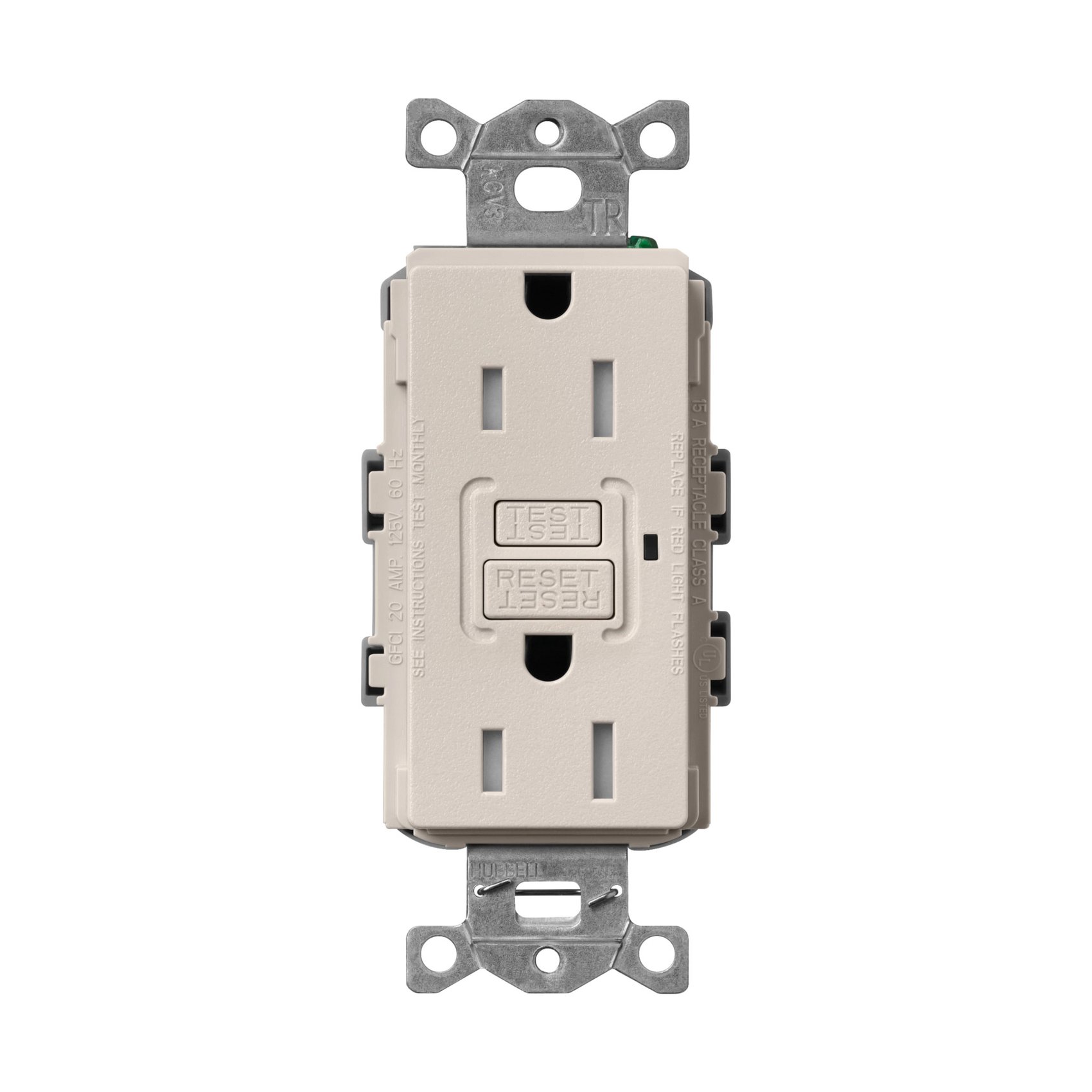 Lutron SCR-15-GFST-TP Claro 15A Tamper-Resistant GFCI Duplex Receptacle, Decorator-Style Outlet, Self-Testing, Satin Finish, Taupe