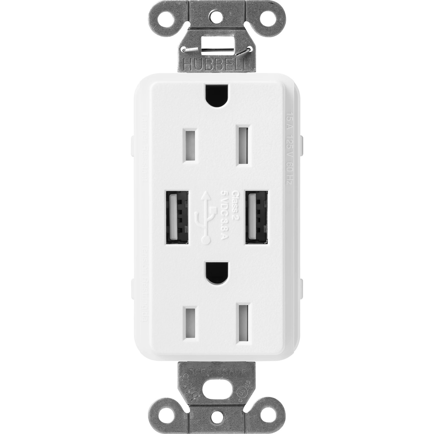 Lutron SCR-15-UBTR-SI Claro 15A Tamper Resistant USB-A Duplex Receptacle, Decorator-Style Outlet, Self-Testing, Satin Finish, Sienna