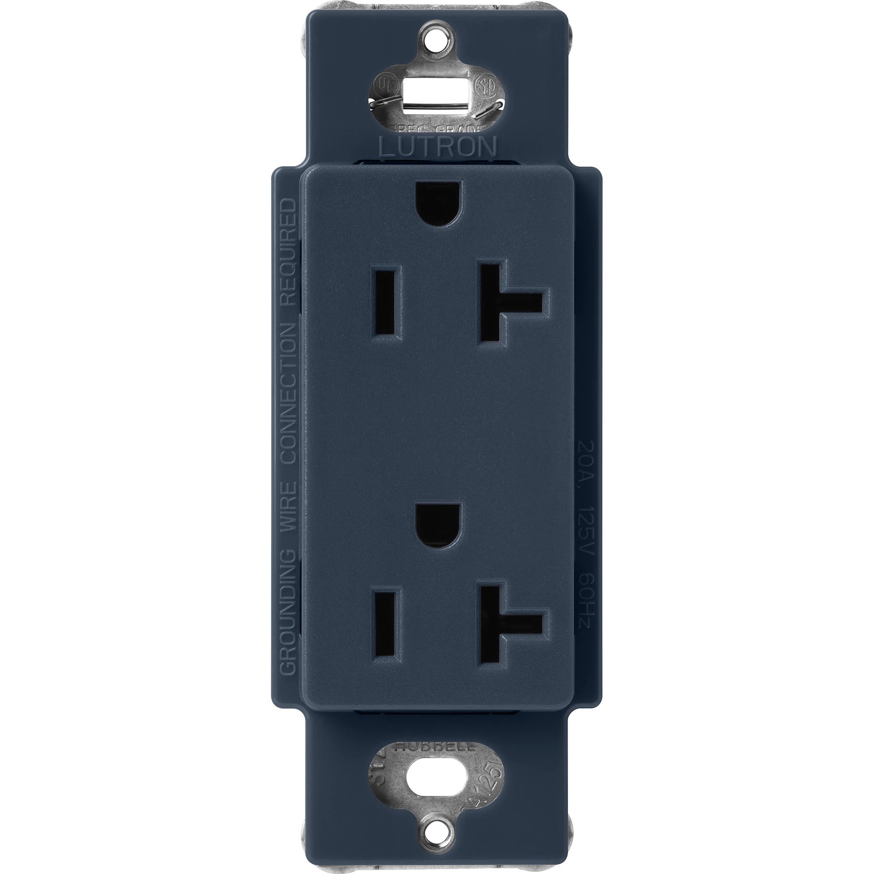 Lutron SCR-20-DE Claro 20A Duplex Receptacle, Decorator-Style Outlet, Satin Finish, Deep Sea