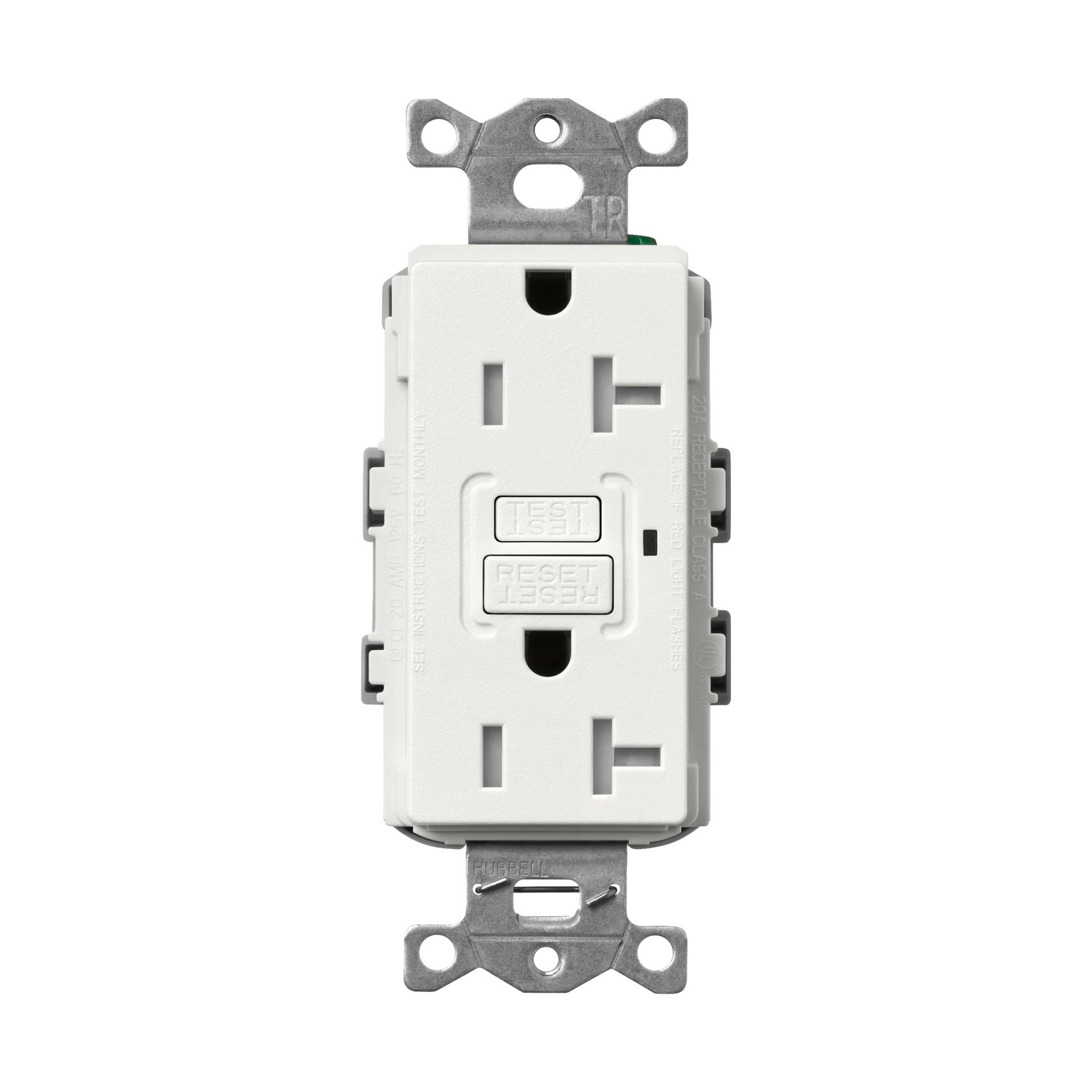 Lutron SCR-20-GFST-RW Claro 20A Tamper Resistant GFCI Duplex Receptacle, Decorator-Style Outlet, Self-Testing, Satin Finish, Architectural White