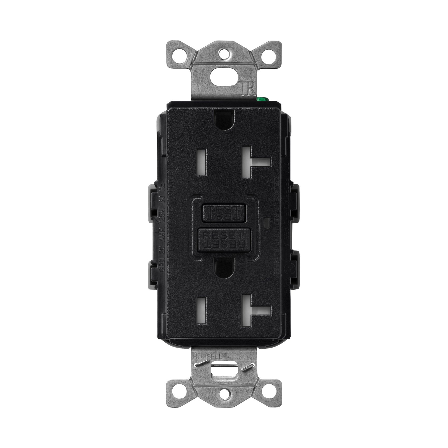 Lutron SCR-20-GFST-MN Claro 20A Tamper-Resistant GFCI Duplex Receptacle, Decorator-Style Outlet, Self-Testing, Satin Finish, Midnight
