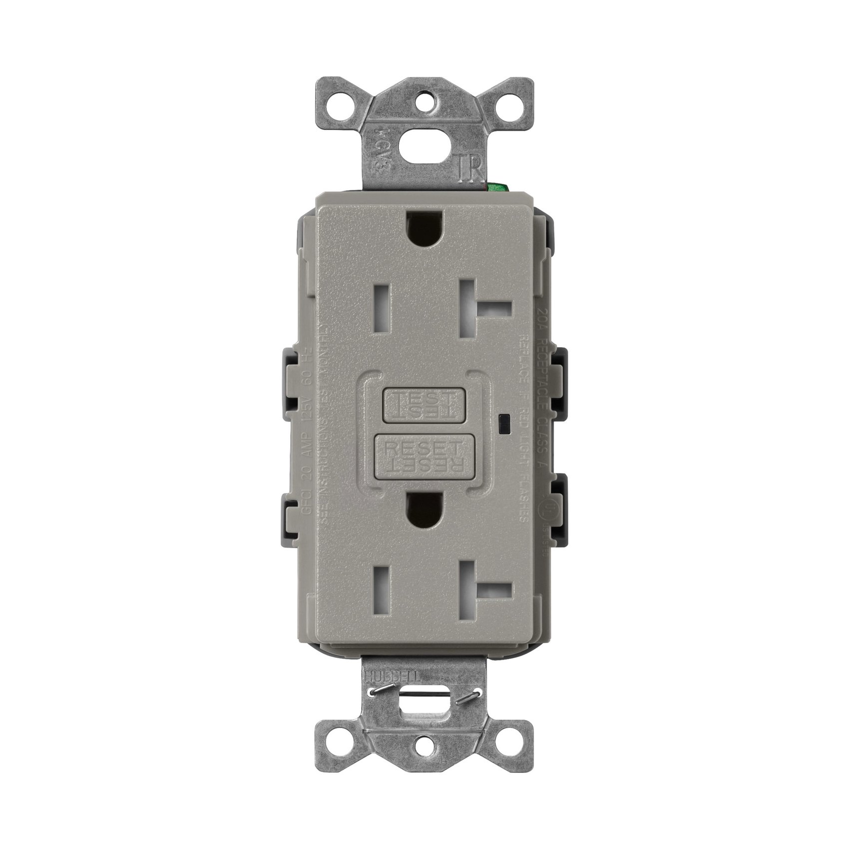 Lutron SCR-20-GFST-CS Claro 20A Tamper Resistant GFCI Duplex Receptacle, Decorator-Style Outlet, Self-Testing, Satin Finish, Cobblestone