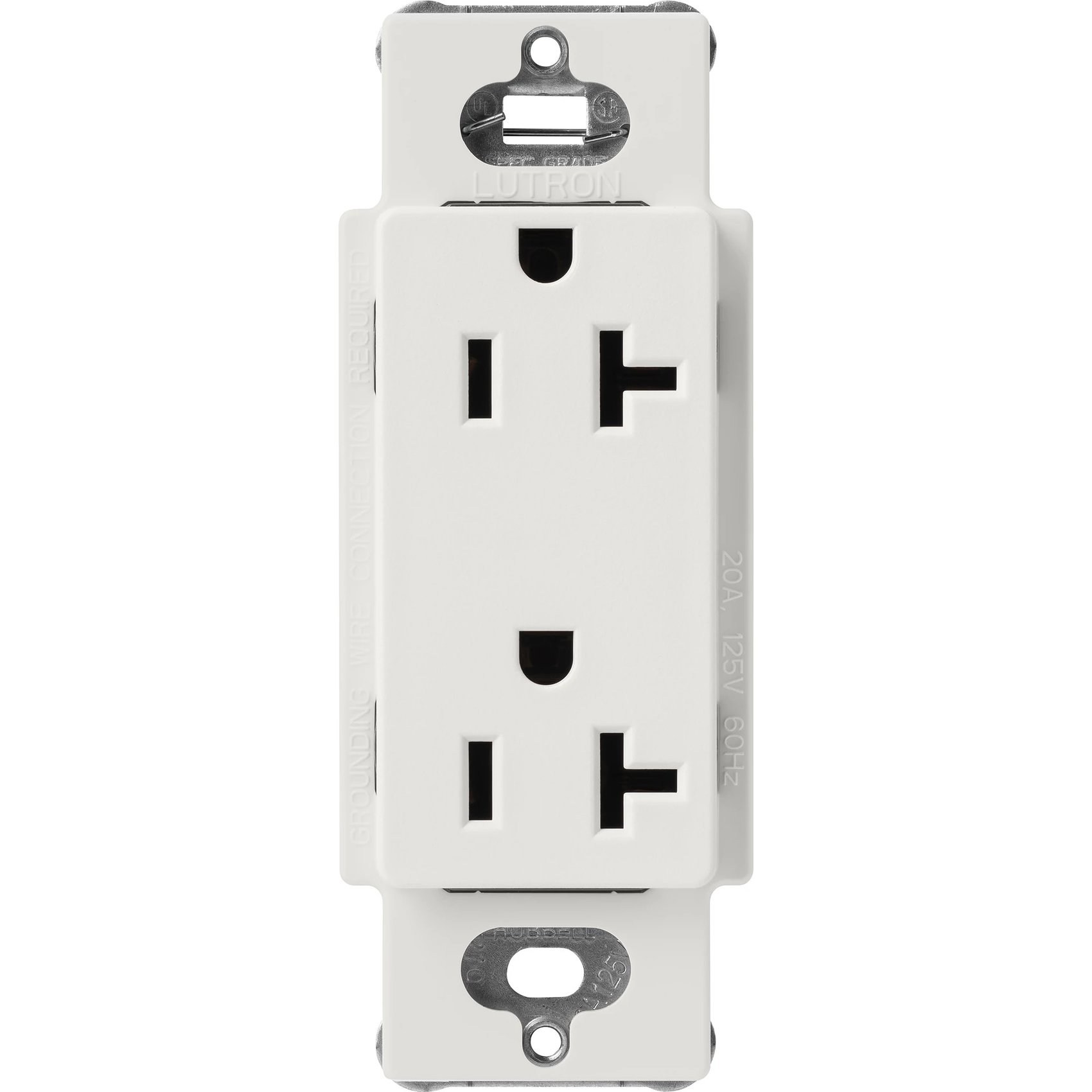 Lutron SCR-20-LG Claro 20A Duplex Receptacle, Decorator-Style Outlet, Satin Finish, Lunar Gray