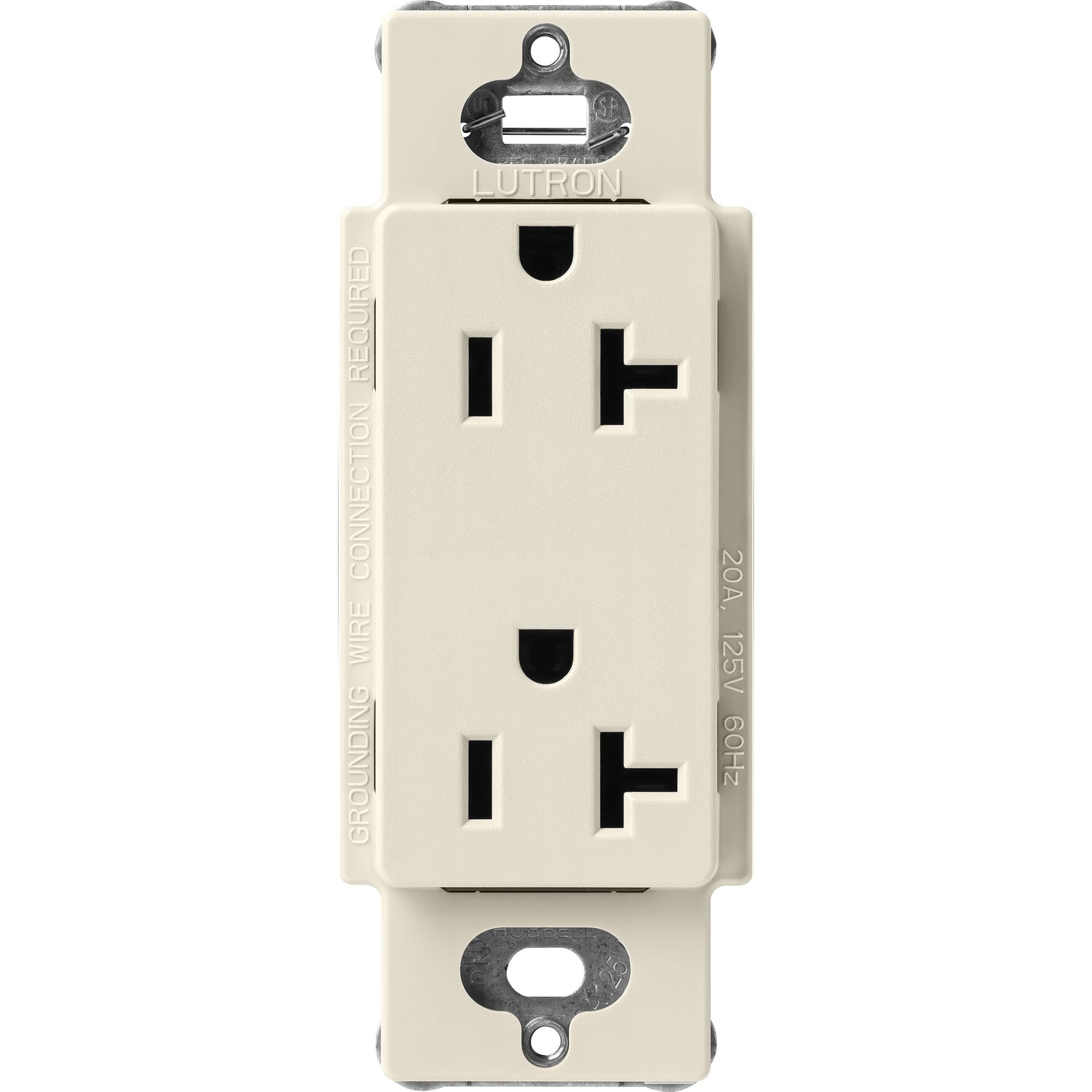 Lutron SCR-20-PM Claro 20A Duplex Receptacle, Decorator-Style Outlet, Satin Finish, Pumice