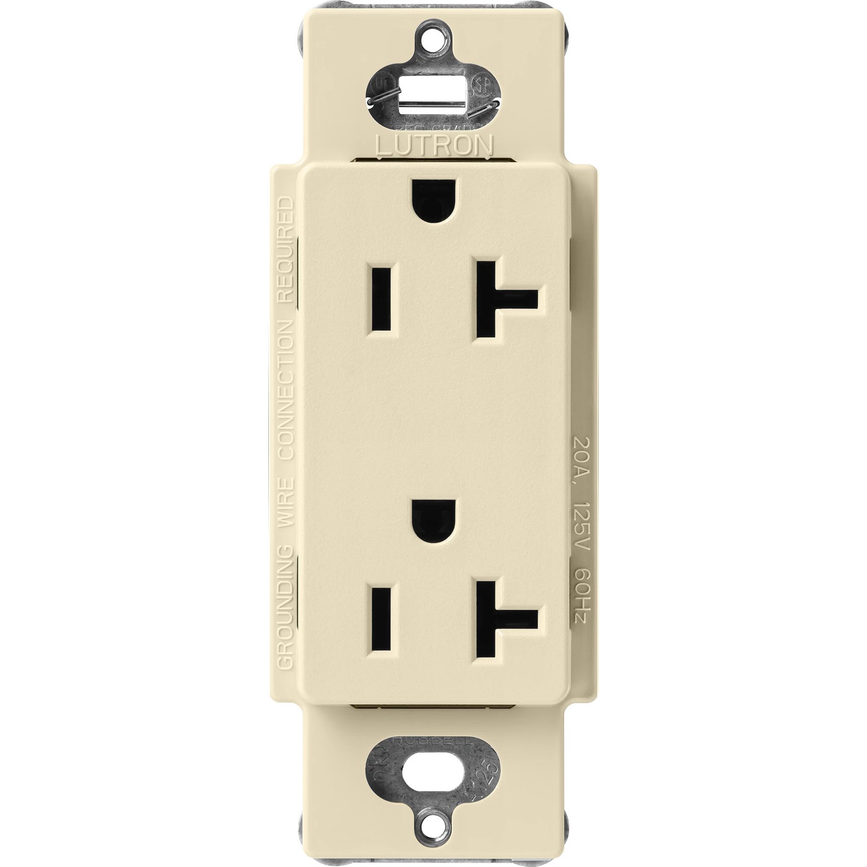 Lutron SCR-20-SD Claro 20A Duplex Receptacle, Decorator-Style Outlet, Satin Finish, Sand