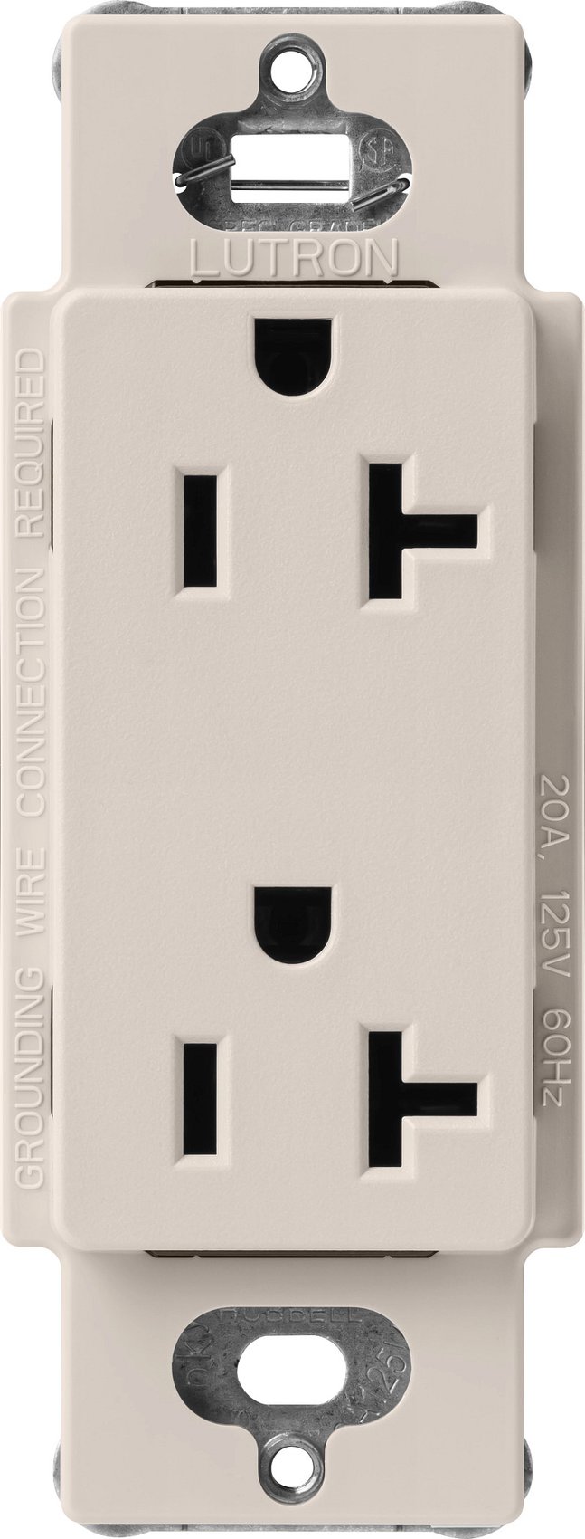 Lutron SCR-20-TP Claro 20A Duplex Receptacle, Decorator-Style Outlet, Satin Finish, Taupe