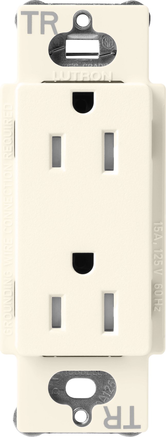Lutron SCRS-15-TR-BI Claro 15A Tamper-Resistant Duplex Receptacle, Decorator-Style Outlet, Satin Finish, Biscuit