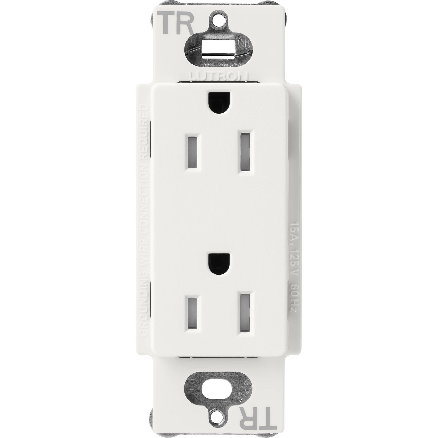 Lutron SCRS-15-TR-RW Claro 15A Tamper-Resistant Duplex Receptacle, Decorator-Style Outlet, Satin Finish, Architectural White