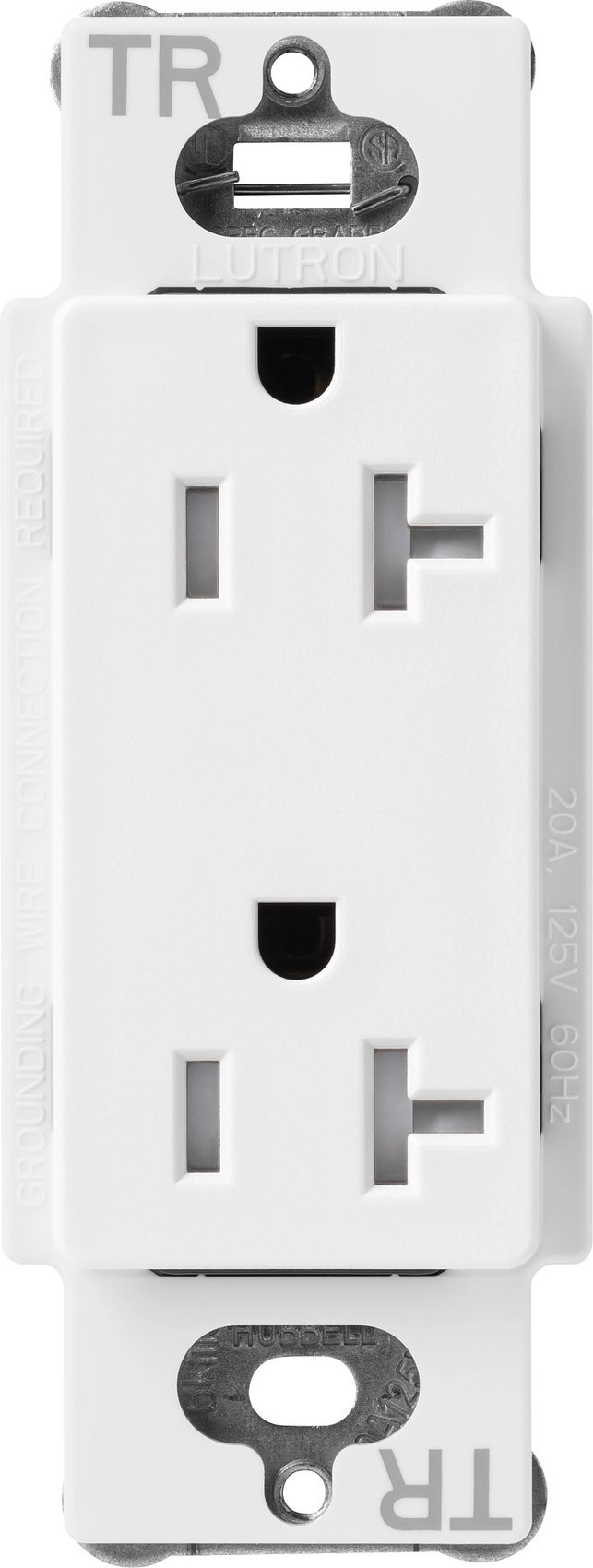 Lutron SCRS-20-TR-SW Claro 20A Tamper-Resistant Duplex Receptacle, Decorator-Style Outlet, Satin Finish, Snow White