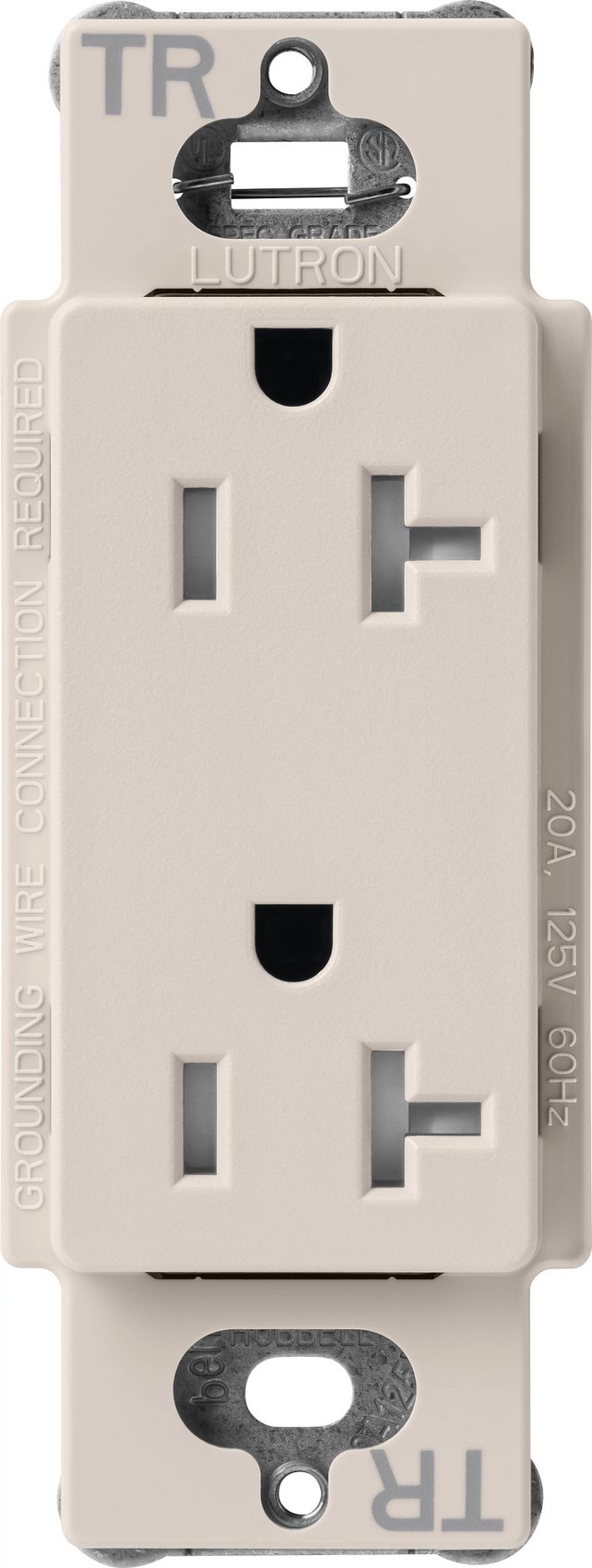 Lutron SCRS-20-TR-TP Claro 20A Tamper-Resistant Duplex Receptacle, Decorator-Style Outlet, Satin Finish, Taupe