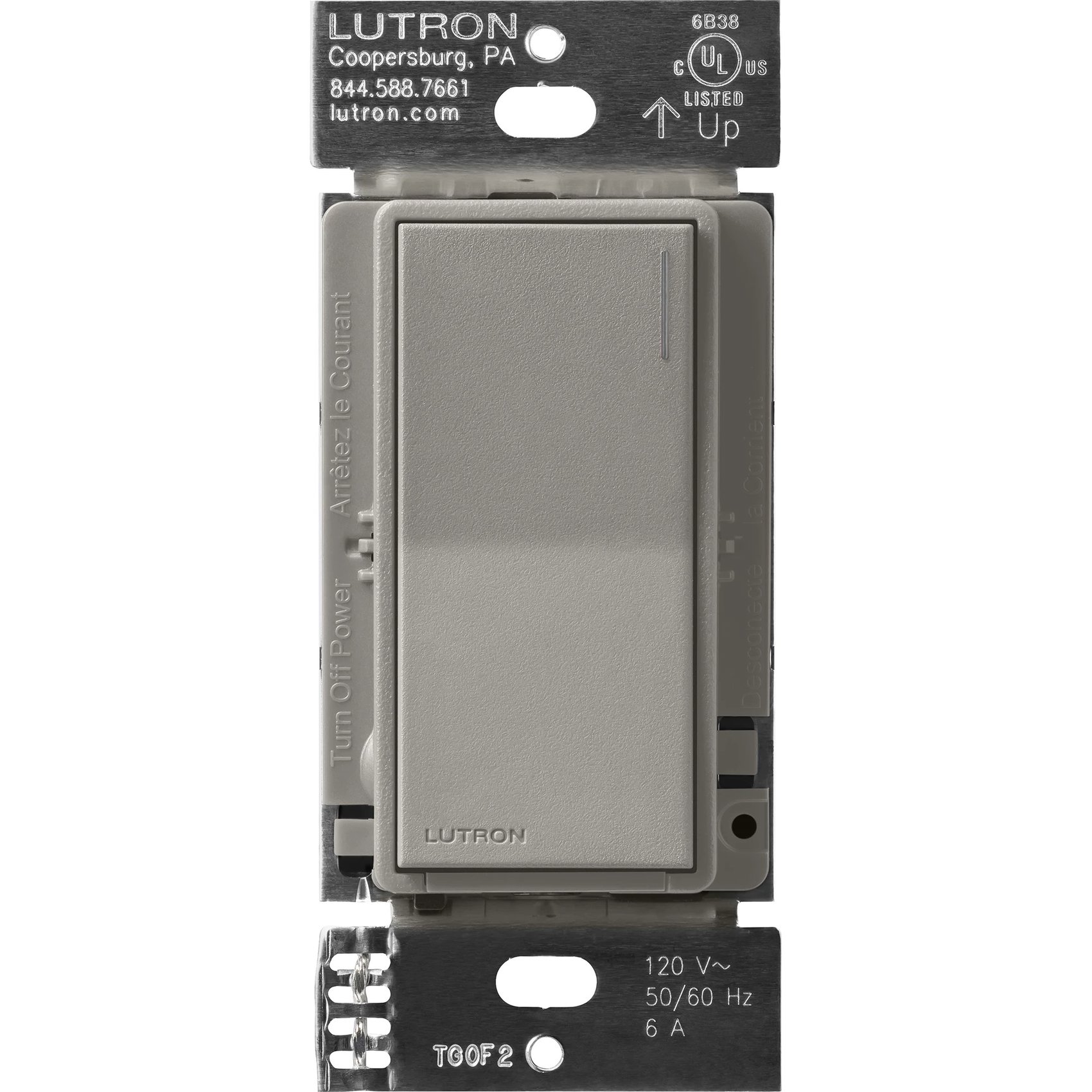 Lutron ST-6ANS-CS Sunnata On / Off Switch, 6A Lighting or 3A 1 / 10HP Motor, Single Pole / Multi-Location, Cobblestone