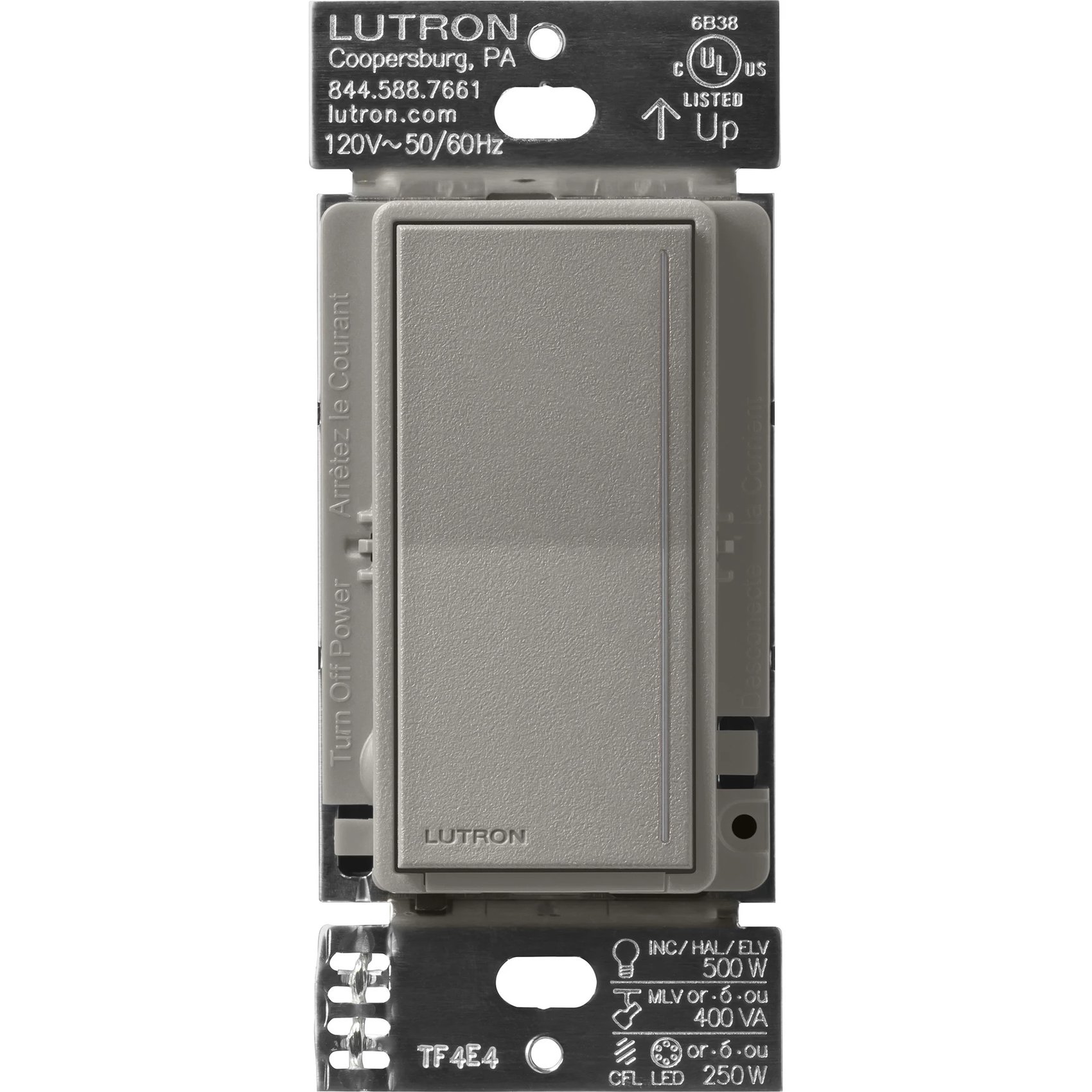 Lutron ST-PRO-N-CS Sunnata Touch Dimmer - LED+ Pro Max, 250W LED / 400W ELV / 400VA MLV, Neutral Required, Multi-Location, 120V, Cobblestone