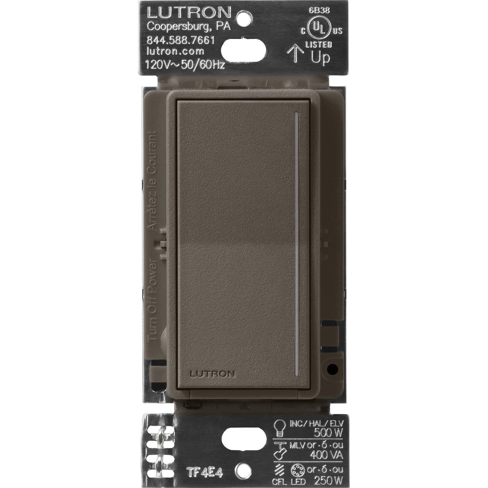 Lutron ST-PRO-N-TF Sunnata Touch Dimmer - LED+ Pro Max, 250W LED / 400W ELV / 400VA MLV, Neutral Required, Multi-Location, 120V, Truffle