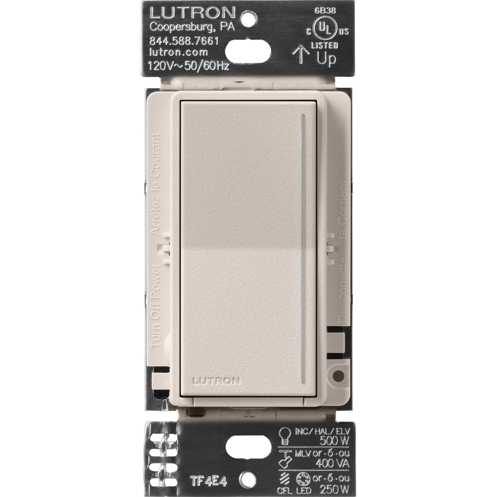 Lutron ST-PRO-N-TP Sunnata Touch Dimmer - LED+ Pro Max, 250W LED / 400W ELV / 400VA MLV, Neutral Required, Multi-Location, 120V, Taupe