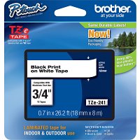 Brother TZE241 Black on White Laminated Tape 18mm