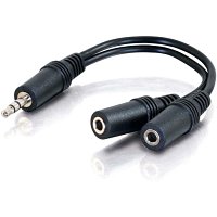 C2G CG40426 Value Series One 3.5mm Stereo Male To Two 3.5mm Stereo Female Y-Cable, 0.5' (0.15m)