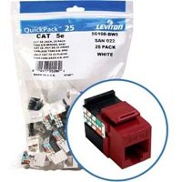 Leviton 5G108-BR5 GigaMax Cat 5e QuickPort Jack QuickPack, 25-pack, Dark Red