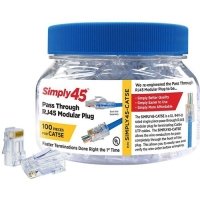 Simply45 S45-1500 CAT5e Unshielded Pass Through RJ45 Modular Plugs