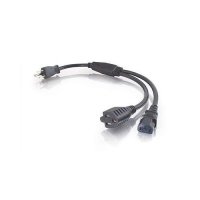 C2G CG29810 16 AWG 1-to-2 Power Cord Splitter, NEMA 5-15P to 1 NEMA 5-15R +1 IEC320C13, TAA Compliant, 1.5' (0.46m)