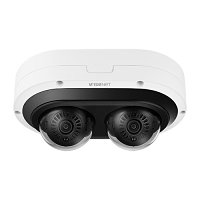 Hanwha PNM-12082RVD 6MP 2-Sensor Outdoor Multidirectional Vandal Rated IR WDR IP Dome Camera, 3.4-6.8mm Lens